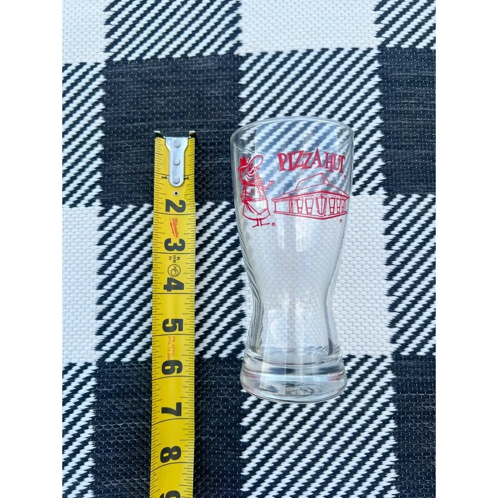Vintage Pizza Hut Pizza Pete Mascot Red Roof Logo Pilsner Glass 6 Inch Retro